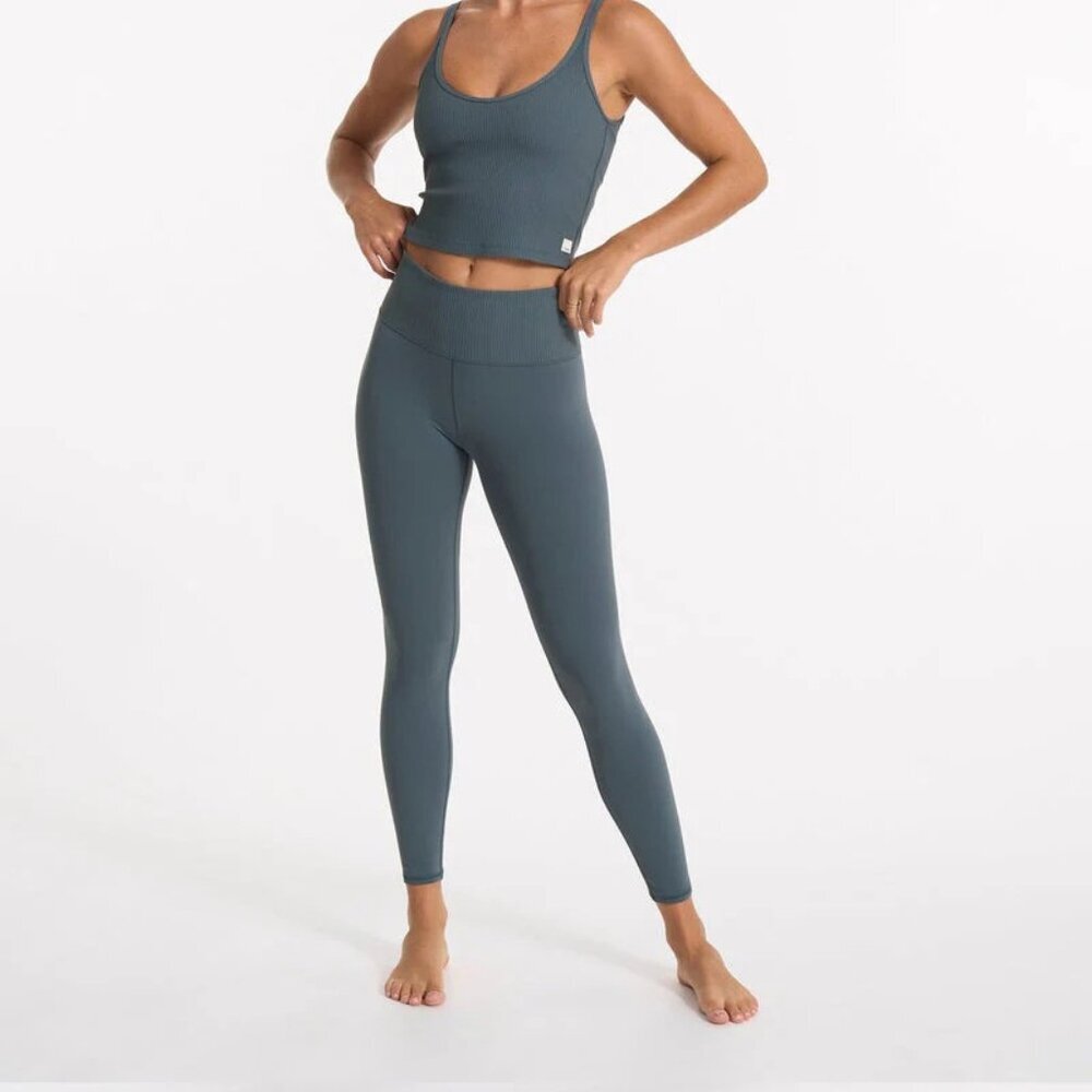 Vuori Blue High‎ Rise Rib Studio Leggings